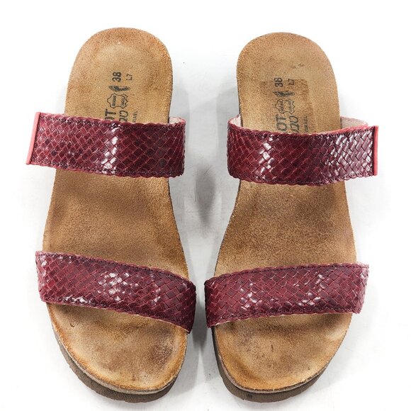NAOT Blake Woven Leather Low Wedge Slide Sandals - Picture 3 of 6